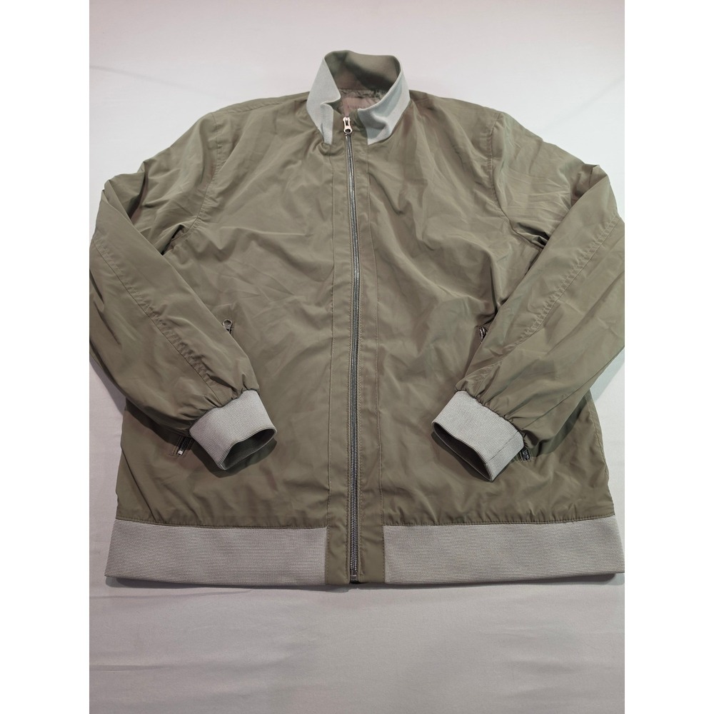 Hudson & Barrow Mens Bomber Jacket Olive Green Full Zip Lightweight Size Large
